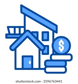 Home Value Icon in Blue Color Style. Simple Vector Design. Simple Vector Flat Icon