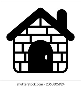Startseite, schwarz gefüllte Umrisssymbol. Moderne, dünne Liniensymbole. Sammlung traditioneller Elemente.