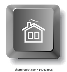 Home. Vector computer key.