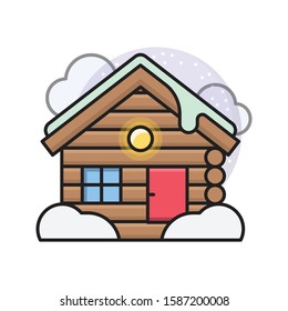 home vector flat color line icon 