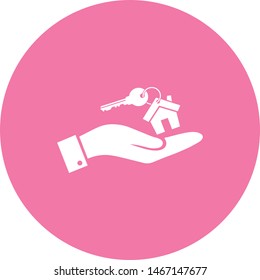 Home vector icon to be used in web applications, mobile applications and print media. A sign of a house. A symbol of home. Hand with a house.