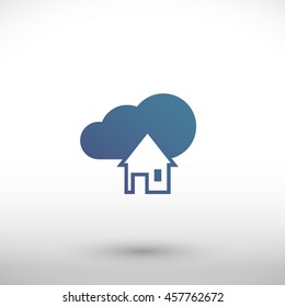 Home vector icon. Cloud pictogram. Graphic symbol for web design, logo. Isolated sign on a white background.