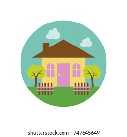 Home Vector Icon Designs in The Village Illustration Concept