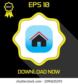Home Vector Icon in flat style, on black and yellow background, isolated, illustration for applications and web templates.