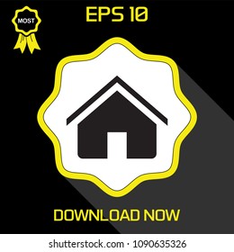 Home Vector Icon in flat style, on black and yellow background, isolated, illustration for applications and web templates.