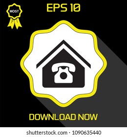 Home Vector Icon in flat style, on black and yellow background, isolated, illustration for applications and web templates.