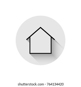 Home - Vector icon. House line with shadow in flat style