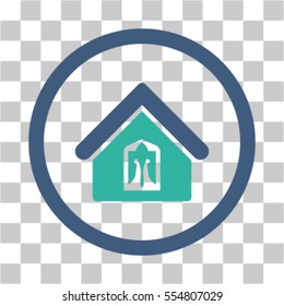 Home vector icon. Illustration style is flat iconic bicolor cobalt and cyan rounded symbol on a transparent background.