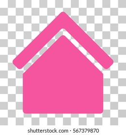 Home vector icon. Illustration style is flat iconic pink symbol on a transparent background.