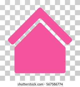 Home vector icon. Illustration style is flat iconic pink symbol on a transparent background.