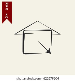 Home vector icon with line design