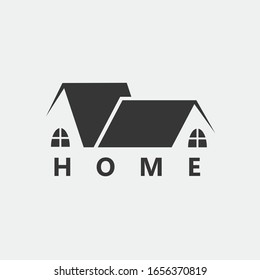 lema del logotipo del icono del vector de casa con ventanas