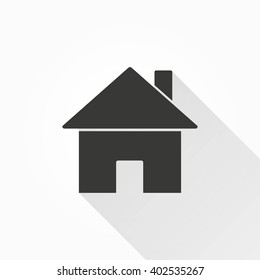Home    vector icon with long shadow. Illustration isolated on with background for graphic and web design.  