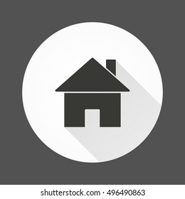 Home vector icon with long shadow. Black Illustration isolated for graphic and web design.