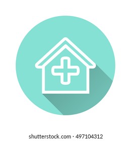 Home vector icon with long shadow. White illustration isolated for graphic and web design.