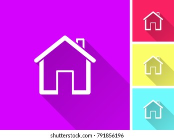 Home vector icon with long shadow. Illustration isolated for graphic and web design. Line pictogram for infographic and website.
