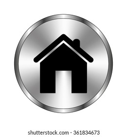 Home - vector  icon; metal button