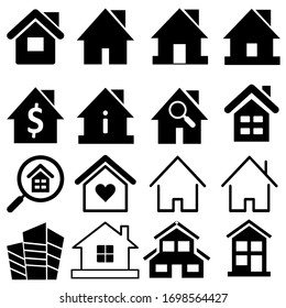 Home vector icon set. House illustration sign collection. Hotel symbol or logo.