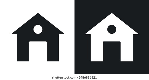 Home vector icon set in solid black and white color