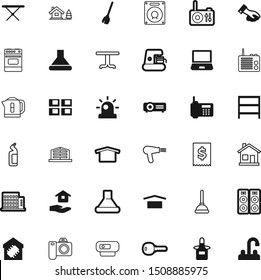 home vector icon set such as: stamp, round, cinema, hotel, picture, urgency, outline, board, device, caffeine, door, machine, brush, notebook, safety, heat, sell, label, town, wash, beverage, curve