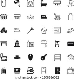 home vector icon set such as: flame, little, mop, laundry, cute, human, push, baby, nature, voltage, lavatory, carpet, uniform, blocks, summer, controller, refrigeration, multicooker, unlock, can