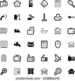 home vector icon set such as: dish, press, spa, floor, display, table, list, dust, washbasin, fm, high, environment, contour, nobody, hardware, abstract, leak, sold, armchair, comfortable, sink