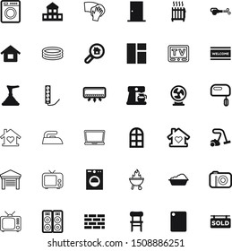 home vector icon set such as: basin, carafe, fire, radiator, wire, flash, commercial, chop, sold, pool, drink, search, car, computer, loudspeaker, meat, plumbing, conceptual, wood, spa, service
