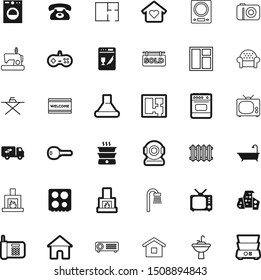 home vector icon set such as: delivery, sink, scale, transportation, sketch, iron, window, factory, relocation, measurement, place, hobby, password, love, parcel, tap, game, company, photography