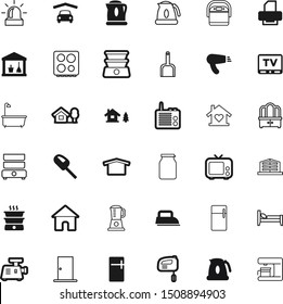 home vector icon set such as: broadcast, music, heart, new, bed, map, wooden, media, luxury, canning, scoop, salon, housework, carafe, cabinet, cartoon, espresso, washer, wide, blowdryer, sleep