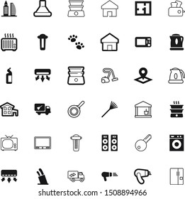 home vector icon set such as: city, rake, knife, device, inside, password, washer, puppy, buildings, fridge, team, architectural, navigation, animal, wet, cargo, stand, digital, pin, summer, music