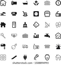 home vector icon set such as: remote, memory, vocal, winter, plumber, company, exterior, pc, stick, pallets, skyscraper, epilators, editable, filter, multicooker, firewood, holding, delivery, health