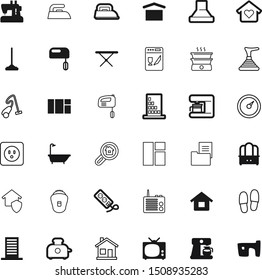 home vector icon set such as: cleanup, tap, digital, protection, dashboard, suburb, purity, filter, music, website, volt, tv, speedometer, gas, communication, connection, insurance, wall, security