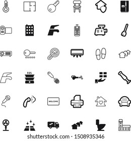 home vector icon set such as: celsius, fridge, collection, long, residence, musical, toilet, shipping, mic, leaf, wc, architect, dinner, printer, fabric, iron, photo, studio, measure, celebration