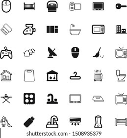 home vector icon set such as: cooler, push, information, meat, heater, console, lavatory, icons, lock, tub, drink, communication, wash, camera, square, exterior, emblem, wireless, multicooker, page