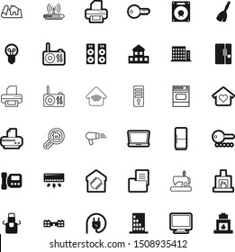 home vector icon set such as: dust, needle, plan, automation, switch, educate, device, gas, broom, burning, burn, broomstick, loan, plug, rental, uniform, roof, craft, glass, oven, conditioner, decor