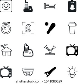home vector icon set such as: instrument, building, child, saw, button, growth, police, plant, emblem, clean, lightbulb, leaf, sprinkling, hostel, siren, natural, idea, channel, caution, uk, watching