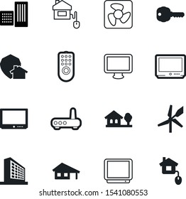 home vector icon set such as: ecology, renewable, natural, insurance, network, password, broadband, communication, windmill, roof, vintage, antenna, hotel, cooler, government, structure, landscaping