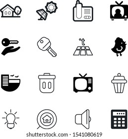 home vector icon set such as: news, door, view, apartment, finder, safety, private, airport, music, volume, close, down, equipment, innovation, decoration, audio, illumination, wooden, toy