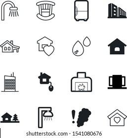 home vector icon set such as: hygiene, natural, blood, small, room, security, bed, place, bathroom, residence, green, equipment, entrance, cool, clean, care, urban, environment, off, newborn, smoke