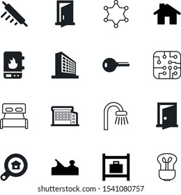 home vector icon set such as: magnifying, bathroom, tank, motel, drawing, sleep, safety, electricity, geyser, buy, authority, apartment, glass, storage, circuit, buildings, residential, shower