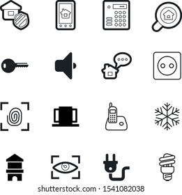 home vector icon set such as: pictogram, toy, touch, volume, wall, vintage, recognition, adapter, property, residential, bank, magnifying, digital, safety, id, entrance, cable, bulb, volt, armored