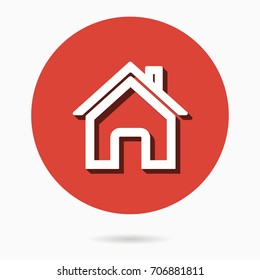 Home vector icon with shadow. Illustration isolated for graphic and web design.