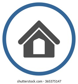 Home vector icon. Style is bicolor flat circled symbol, cobalt and gray colors, rounded angles, white background.