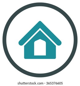 Home vector icon. Style is bicolor flat circled symbol, soft blue colors, rounded angles, white background.