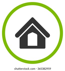 Home vector icon. Style is bicolor flat circled symbol, eco green and gray colors, rounded angles, white background.