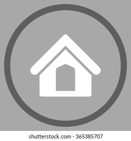 Home vector icon. Style is bicolor flat circled symbol, dark gray and white colors, rounded angles, silver background.