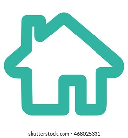 Home vector icon. Style is contour flat icon symbol, cyan color, white background.
