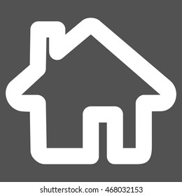 Home vector icon. Style is contour flat icon symbol, white color, gray background.