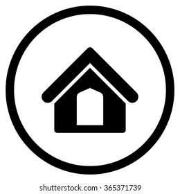 Home vector icon. Style is flat circled symbol, black color, rounded angles, white background.