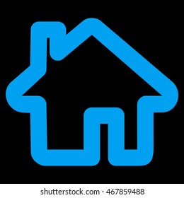 Home vector icon. Style is linear flat icon symbol, blue color, black background.
